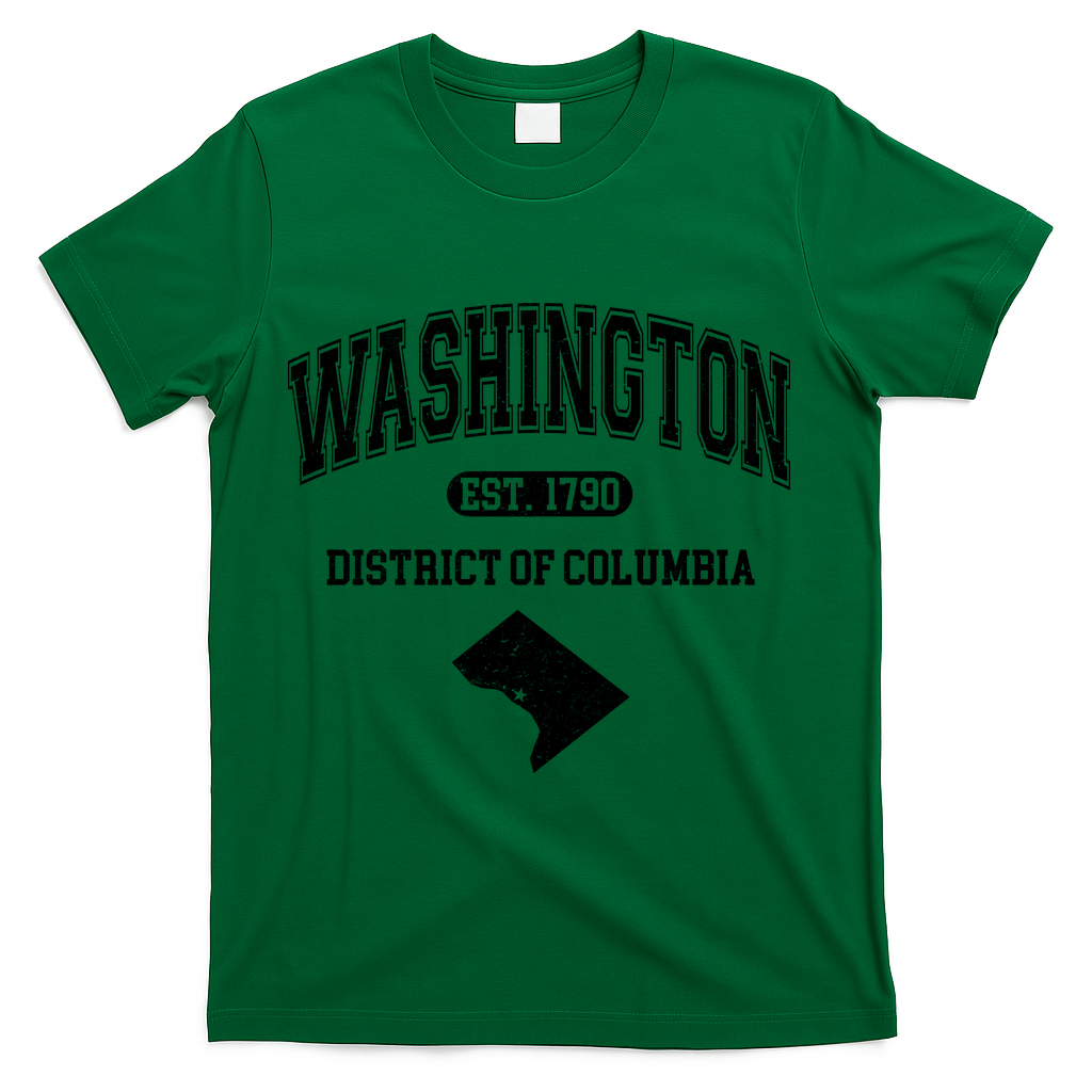 Washington DC District Of Columbia Est 1790 Varsity T-Shirt - Green