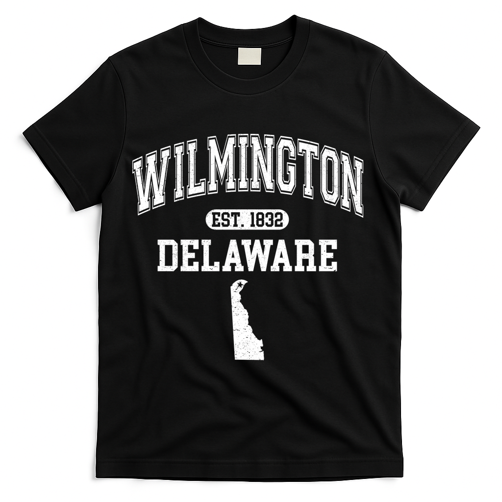 Wilmington Delaware Est 1832 Varsity T-Shirt - Black