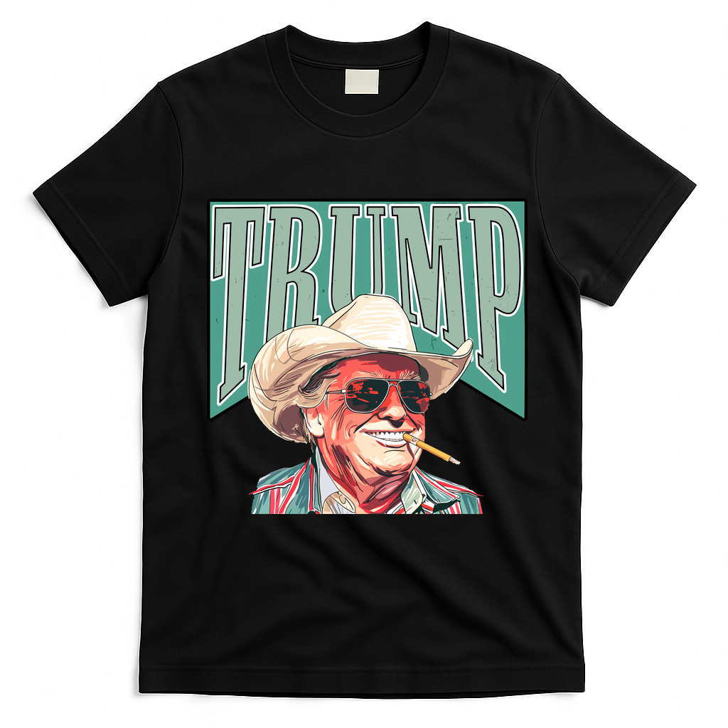 Western Donald Trump Cowboy Maga T-Shirt - Black