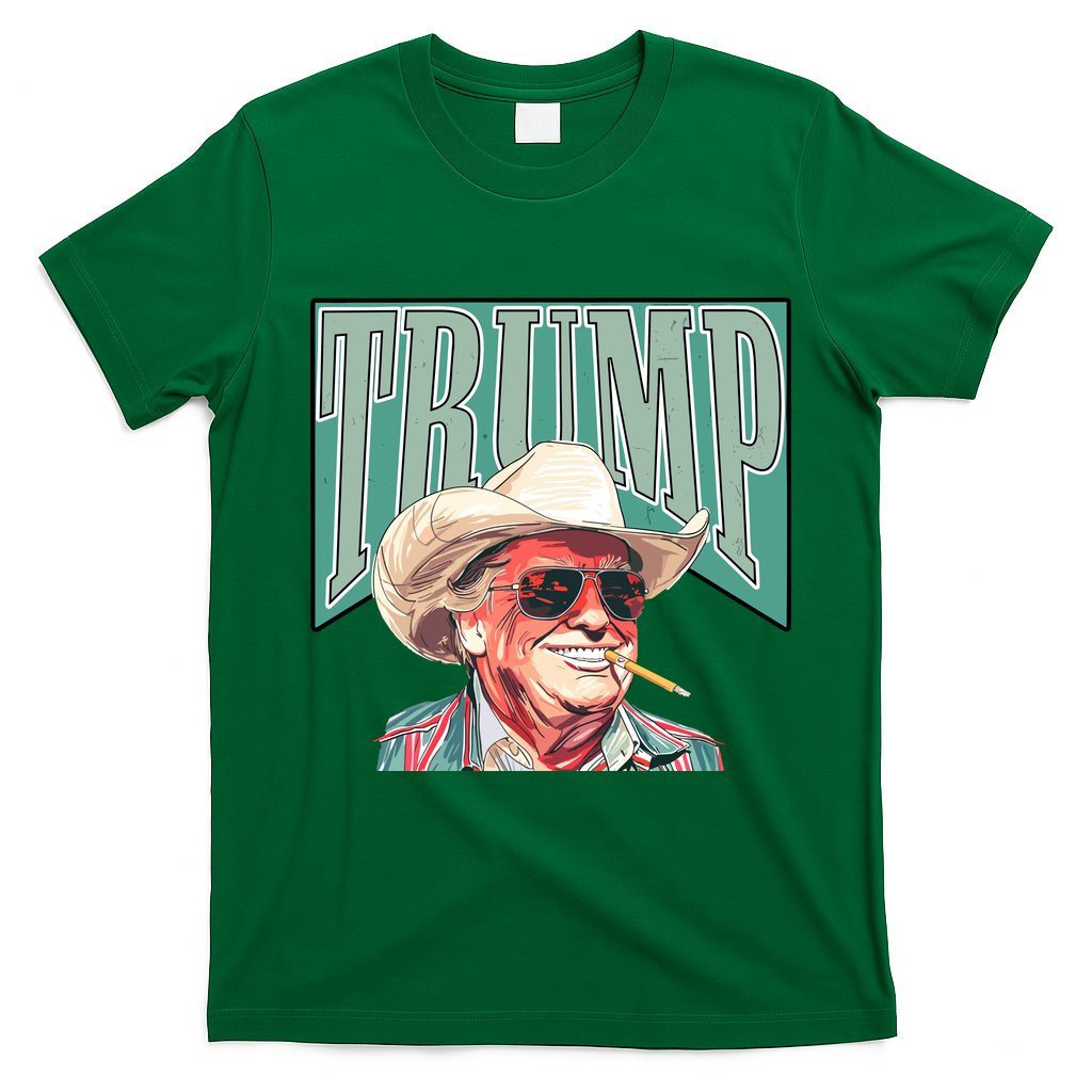 Western Donald Trump Cowboy Maga T-Shirt - Irish Green