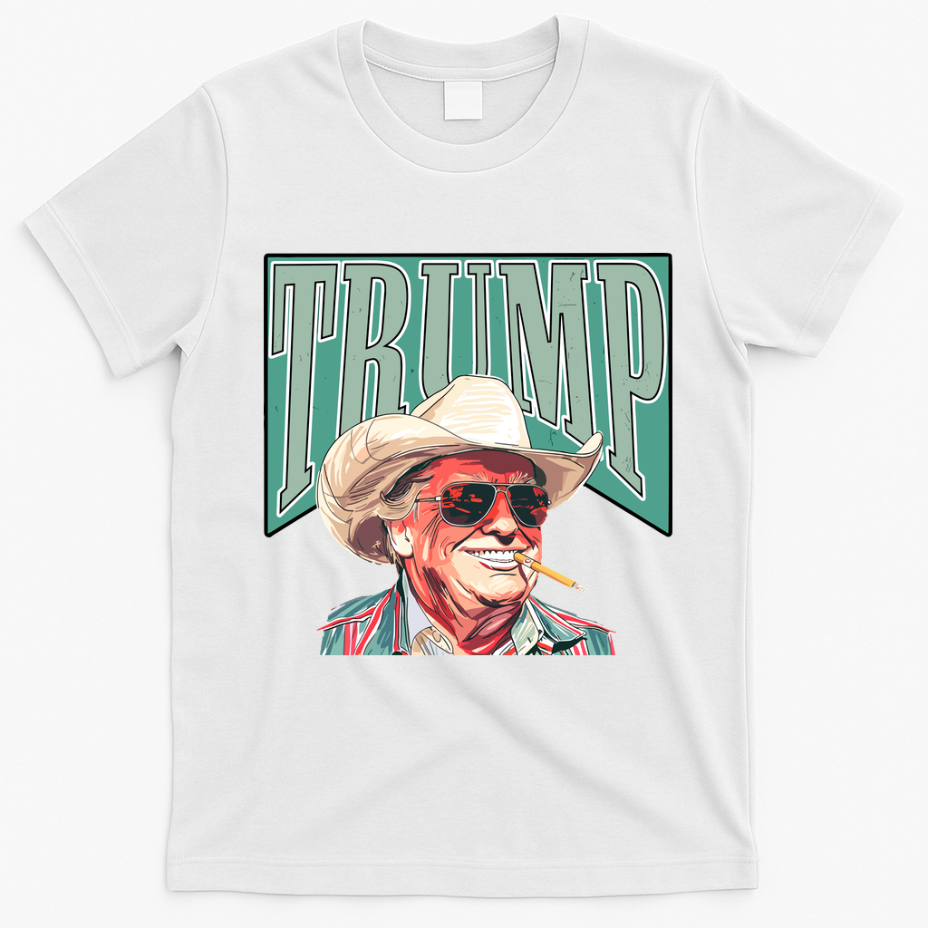 Western Donald Trump Cowboy Maga T-Shirt - White
