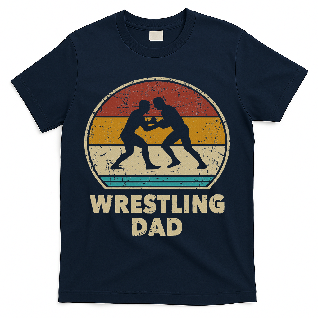 Wrestling Dad Vintage Wrestling Gift Retro Wrestling Lover T-Shirt - Navy