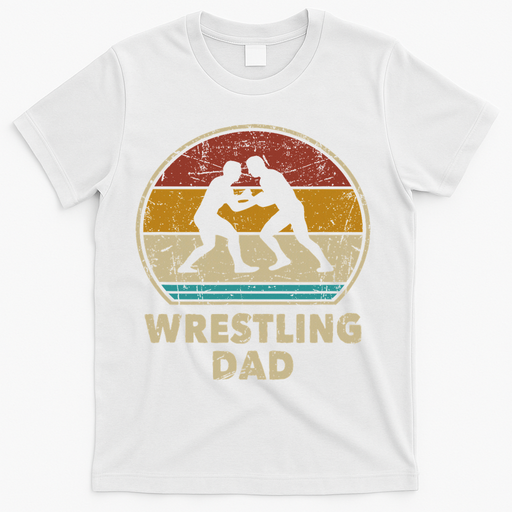 Wrestling Dad Vintage Wrestling Gift Retro Wrestling Lover T-Shirt - White
