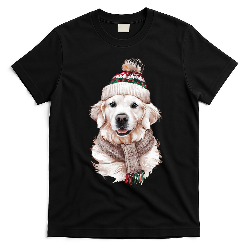 White English Cream Golden Retriever Mom Dog Puppy Christmas Gift T-Shirt - Black