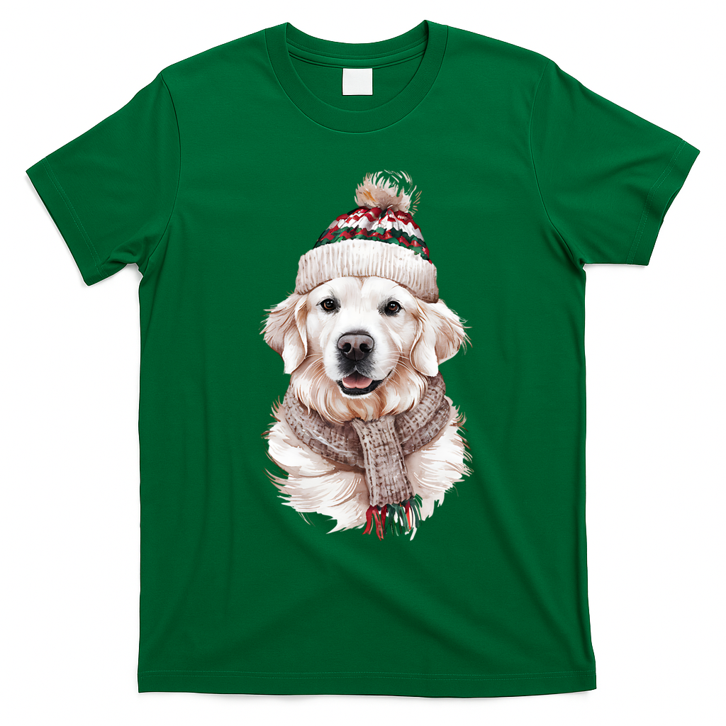 White English Cream Golden Retriever Mom Dog Puppy Christmas Gift T-Shirt - Irish Green