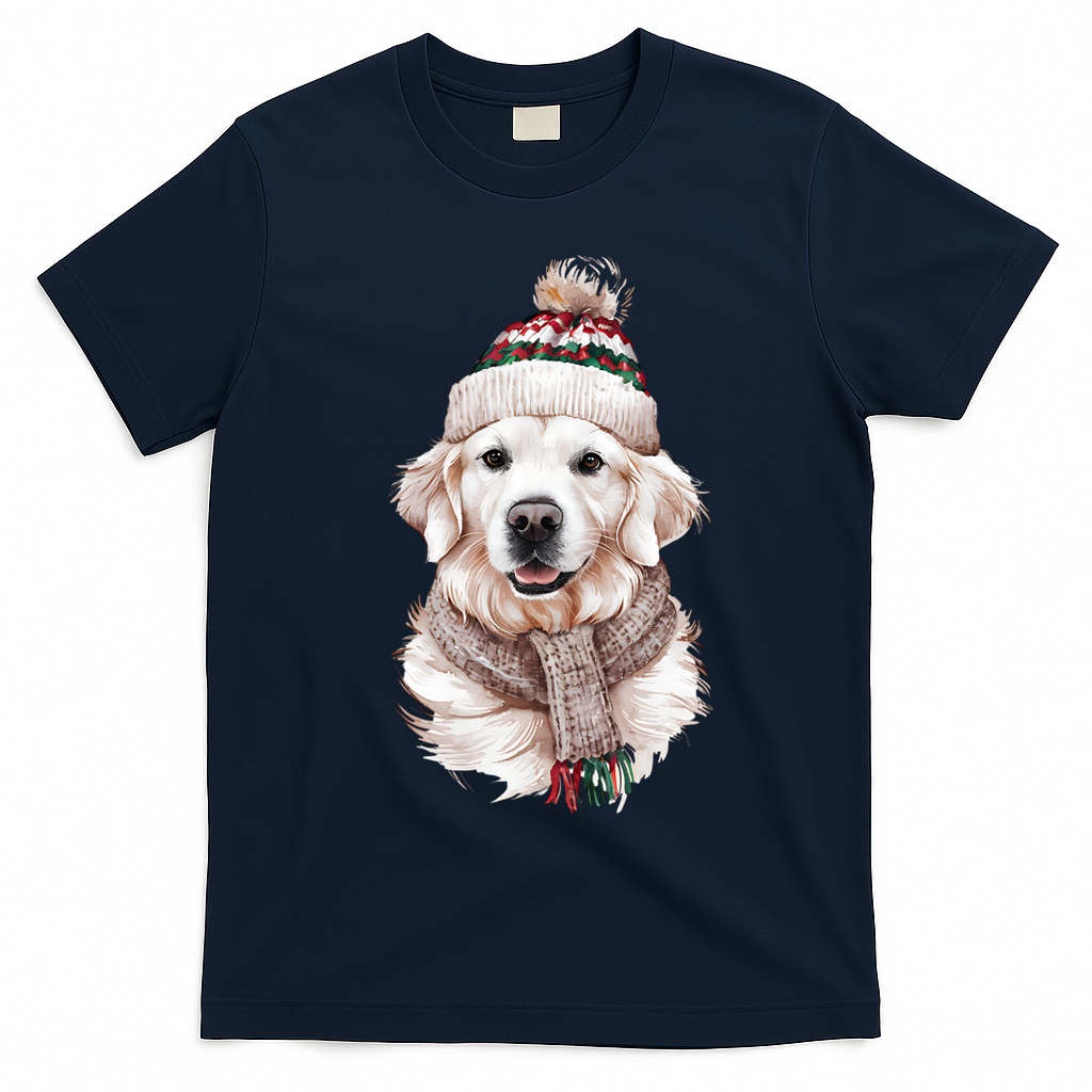 White English Cream Golden Retriever Mom Dog Puppy Christmas Gift T-Shirt - Navy Blue