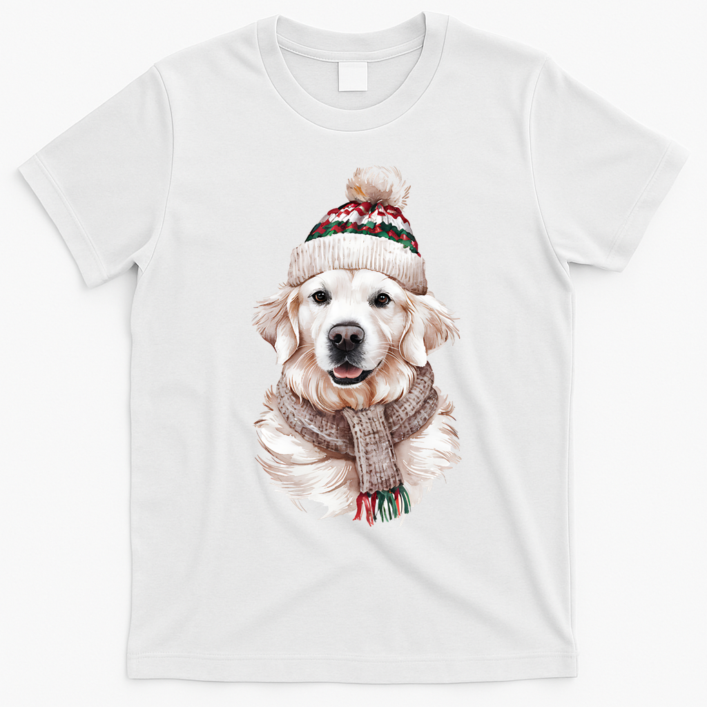 White English Cream Golden Retriever Mom Dog Puppy Christmas Gift T-Shirt - White