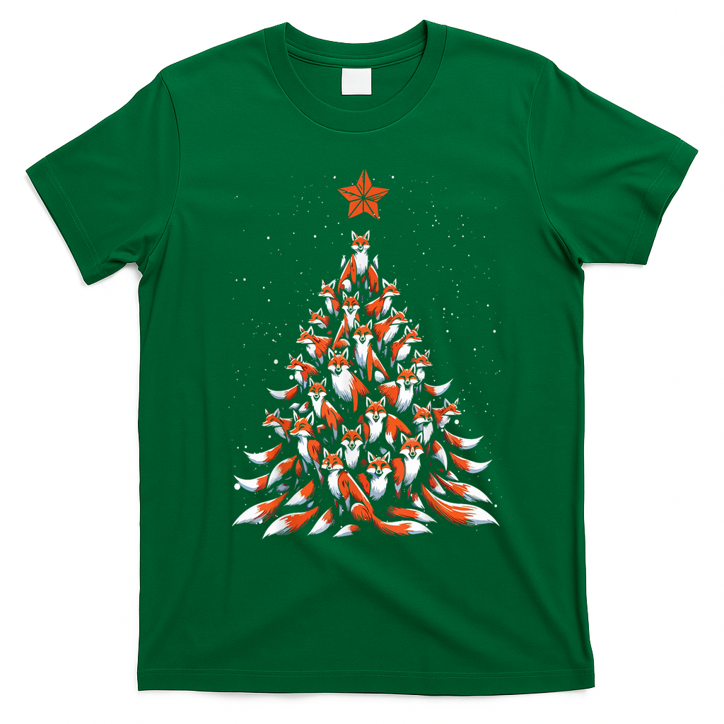 Women Fox Christmas Tree Fox Xmas Tree Gift T-Shirt - Irish Green