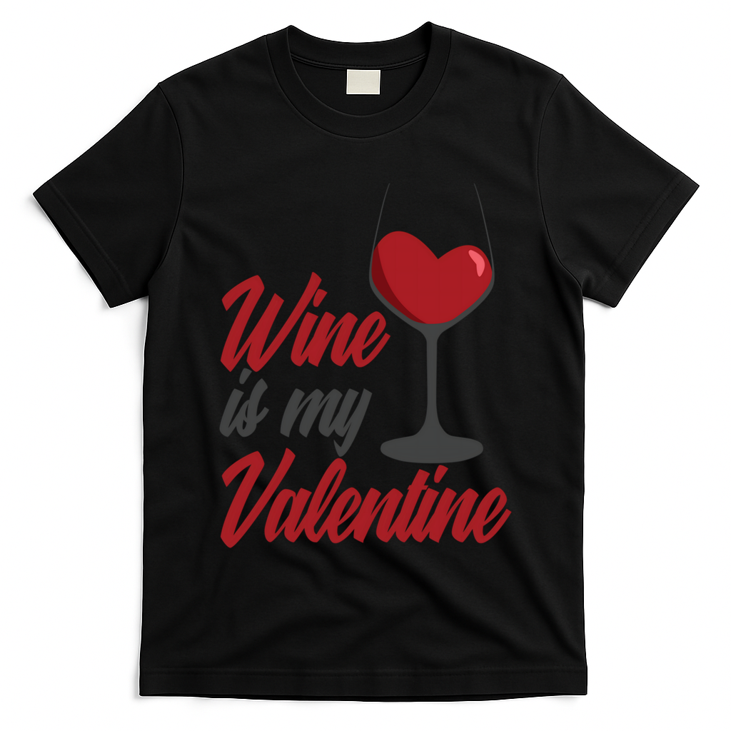 Wine Is My Valentine Drunk Alcohol Lover Funny Vfunny Giftday Gift T-Shirt