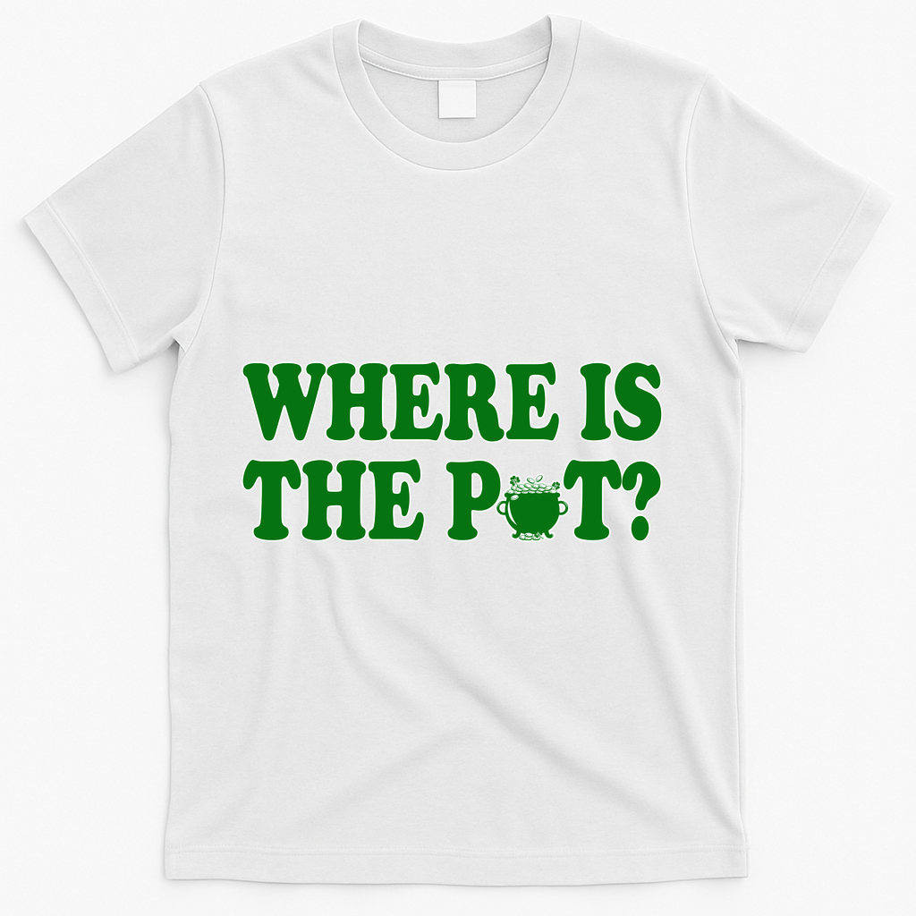 Where Is The Pot Gold Shamrock Funny St Patricks Day T-Shirt - White