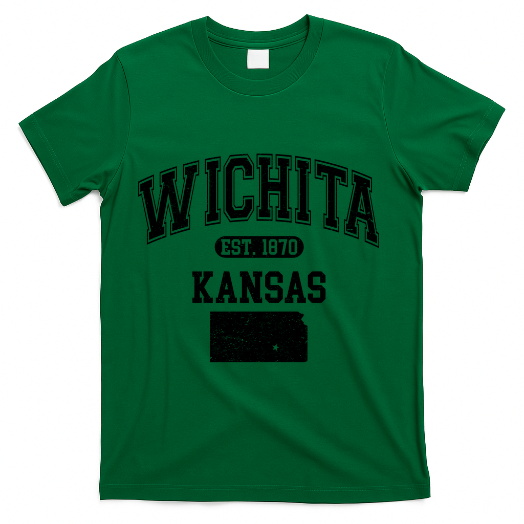 Wichita Kansas Est 1870 Varsity T-Shirt - Green