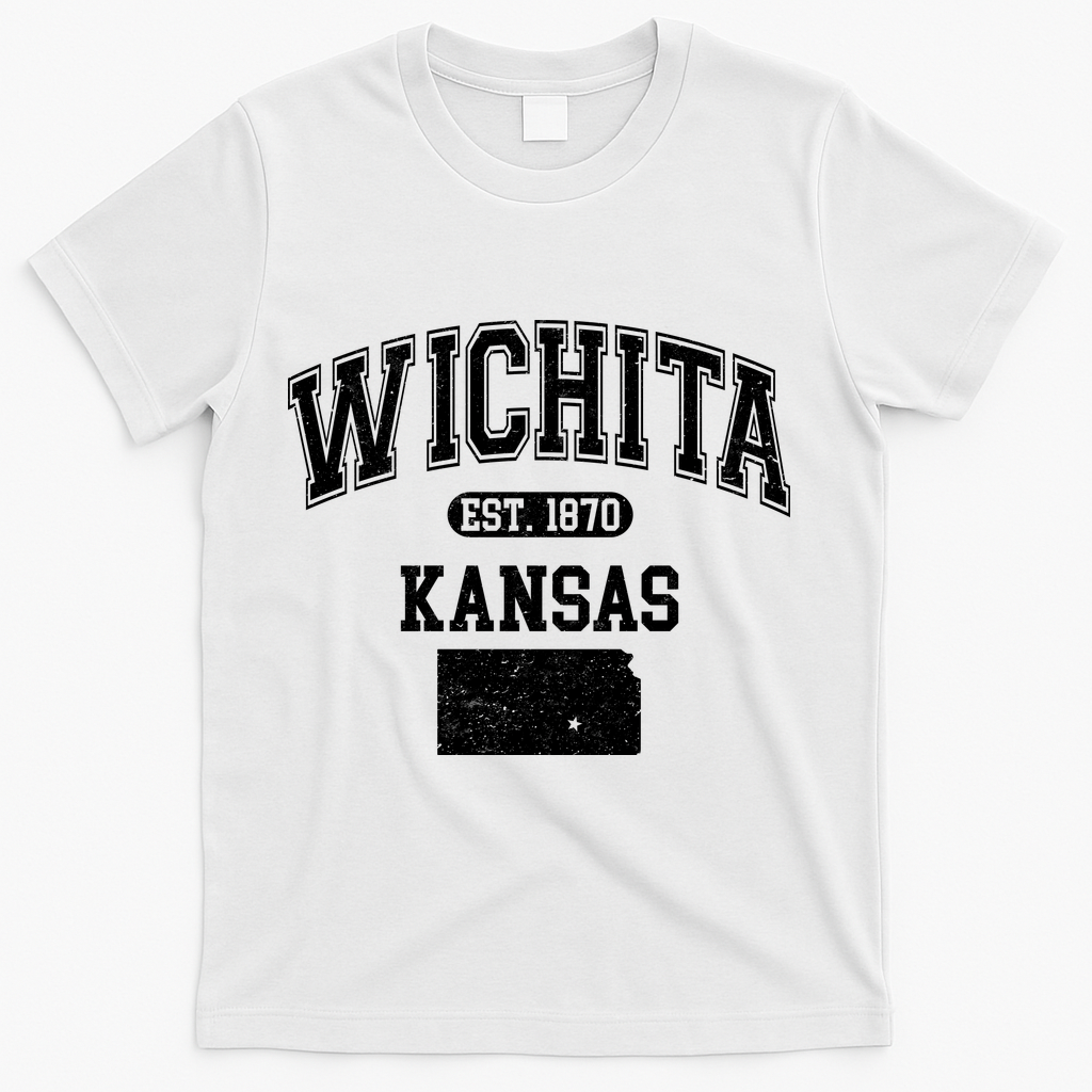 Wichita Kansas Est 1870 Varsity T-Shirt - White