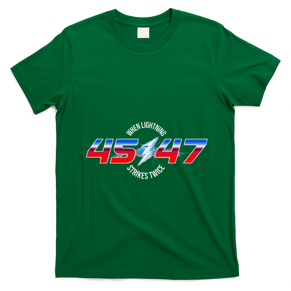 When Lightning Strikes Twice 45 47 Trump Reelection T-Shirt - Irish Green