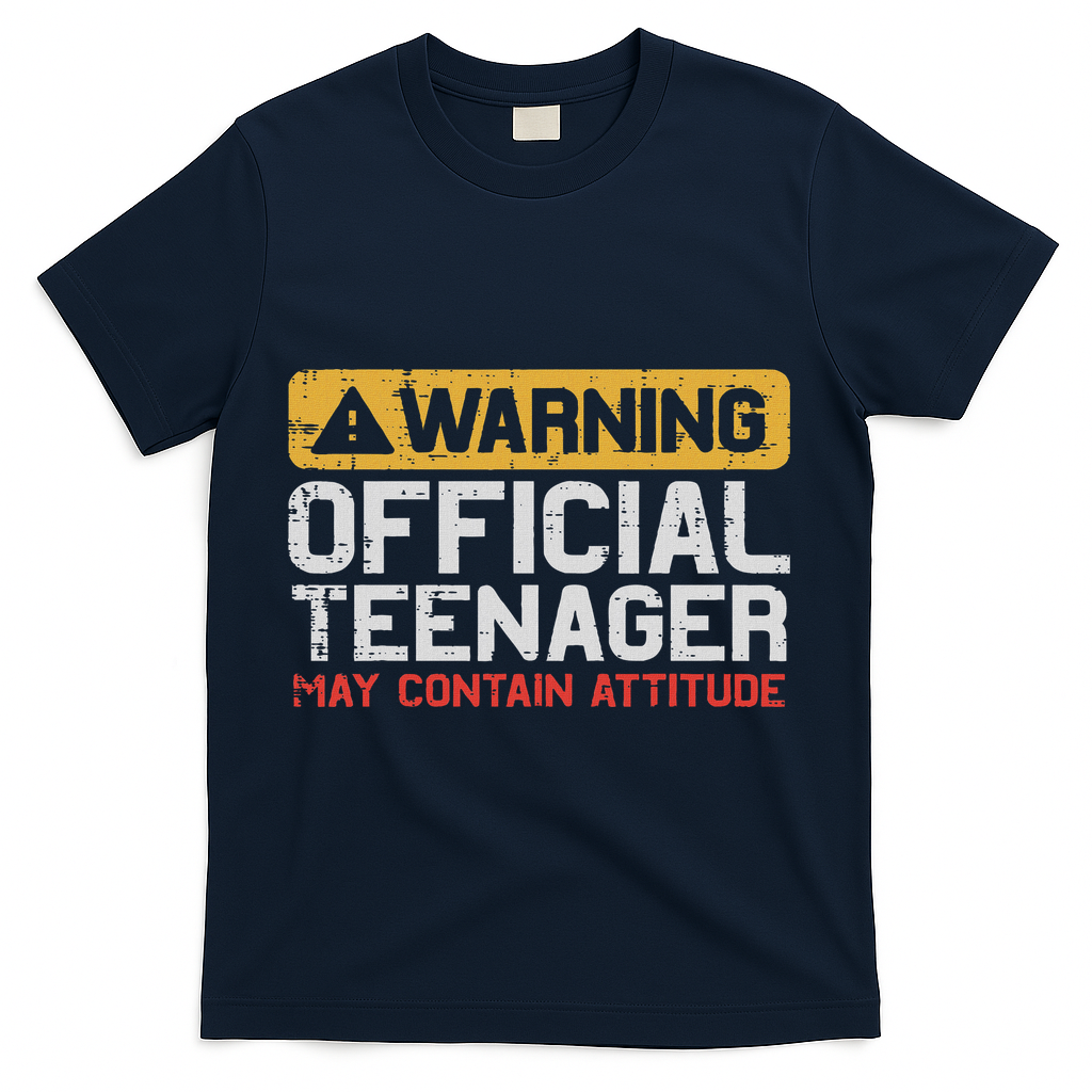 Warning Nager Attitude 13th Birthday T-Shirt - Navy