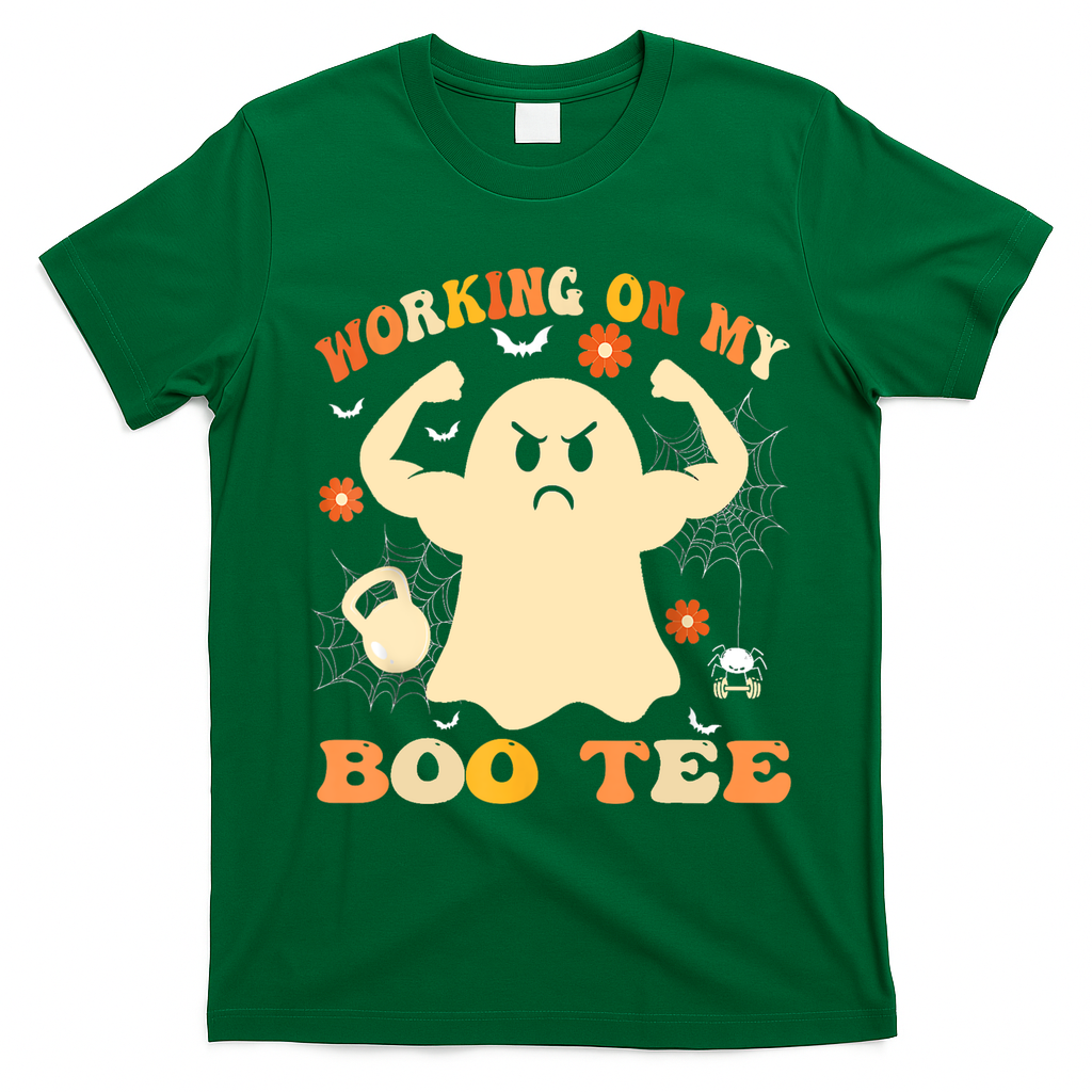 Working On My Boo Halloween Gym Workout Weightlifting T-Shirt - Irish Green