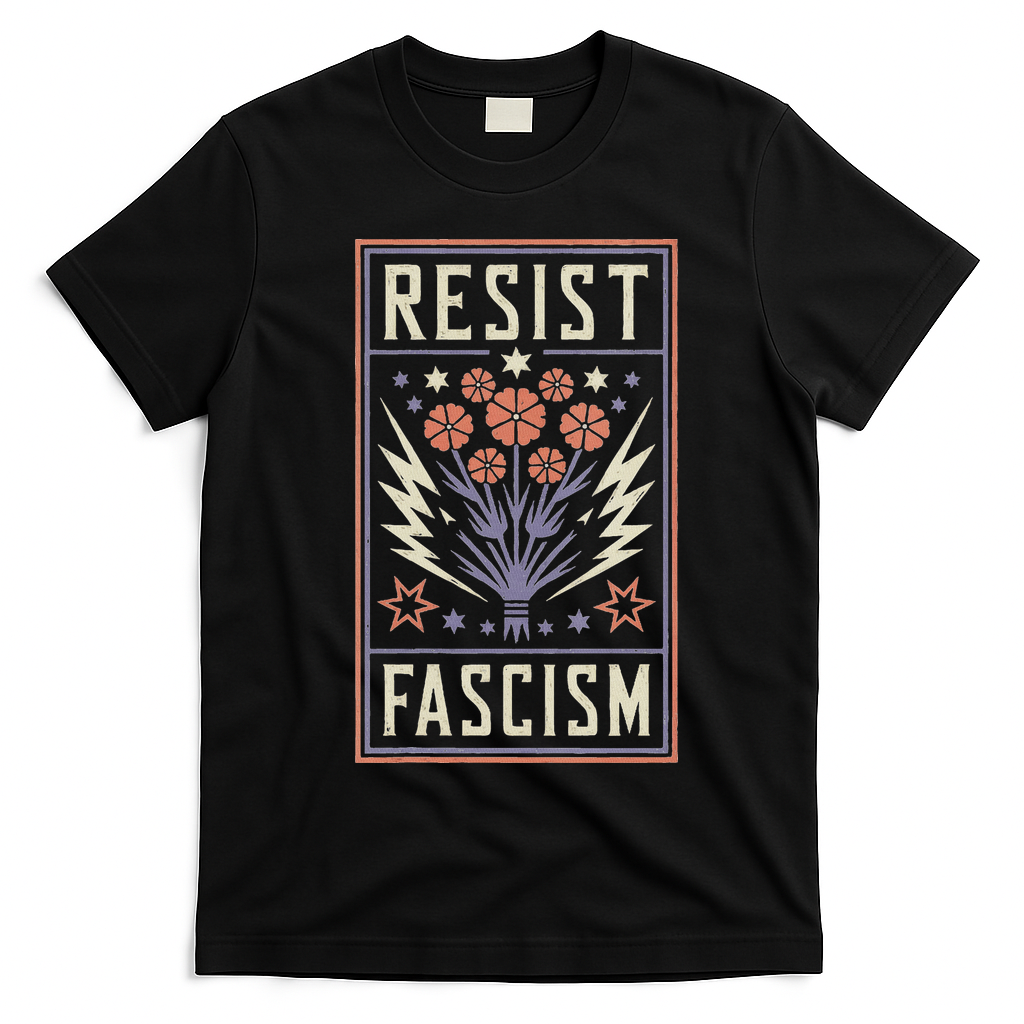 Womens Resist Fascism Protest Trump Anti Trump T-Shirt - Black