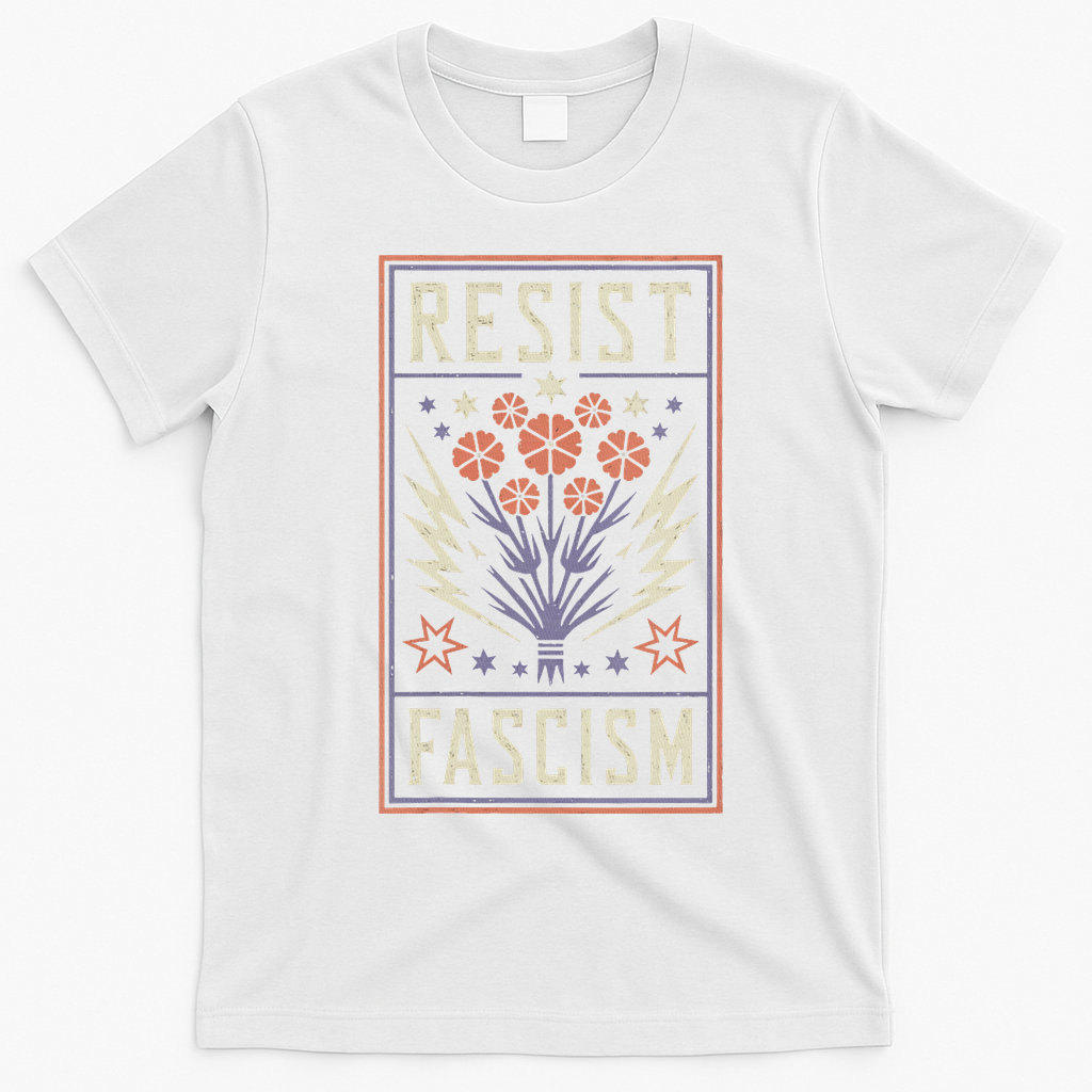 Womens Resist Fascism Protest Trump Anti Trump T-Shirt - White