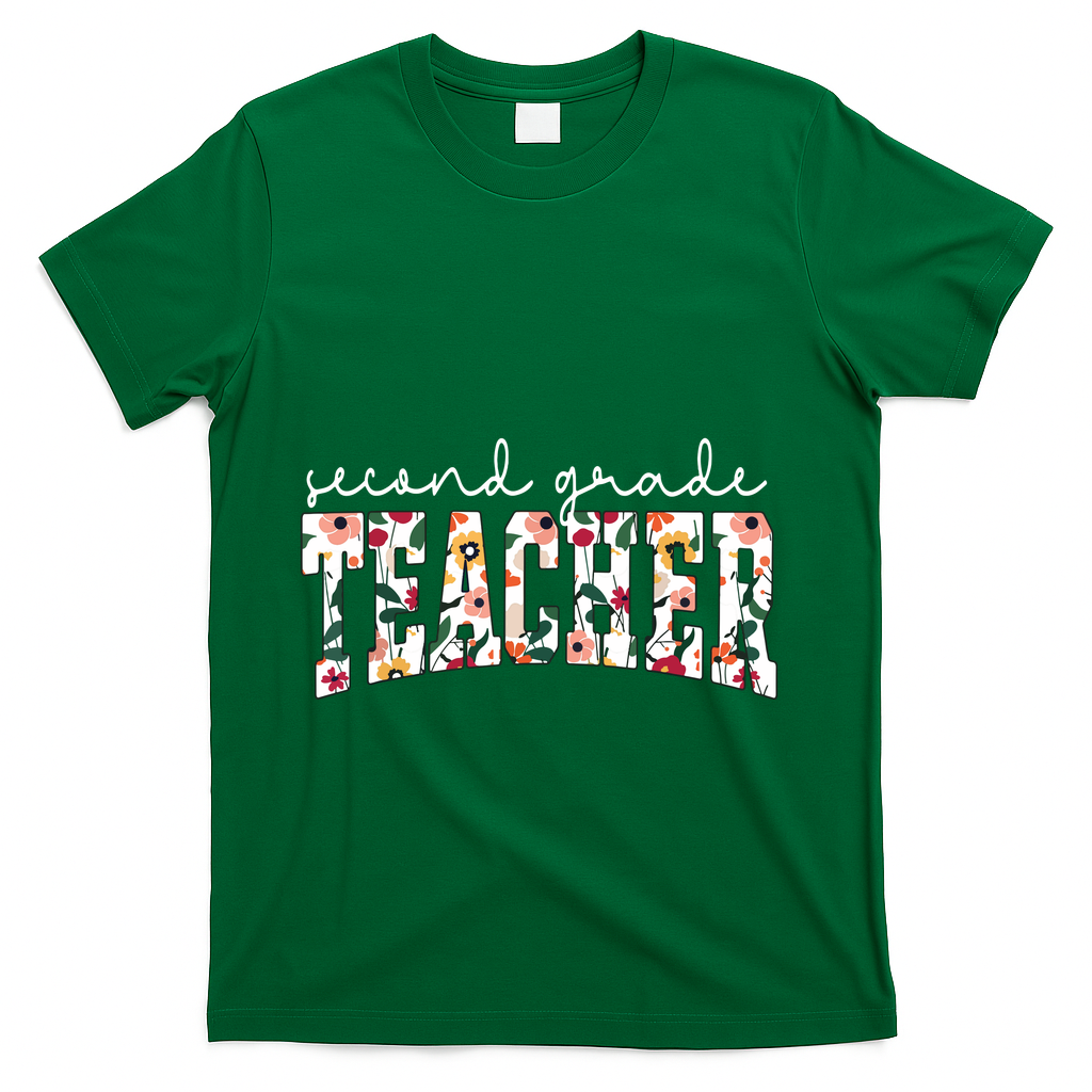 Wildflowers Second Grade Teacher Back To School 2nd Grade T-Shirt - Green