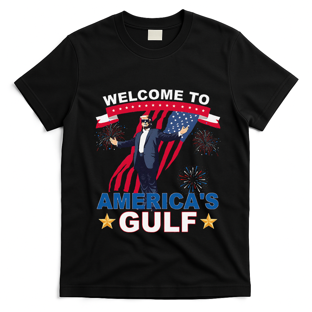 Welcome To AmericaS Gulf Mexico Funny President Trump T-Shirt - Black