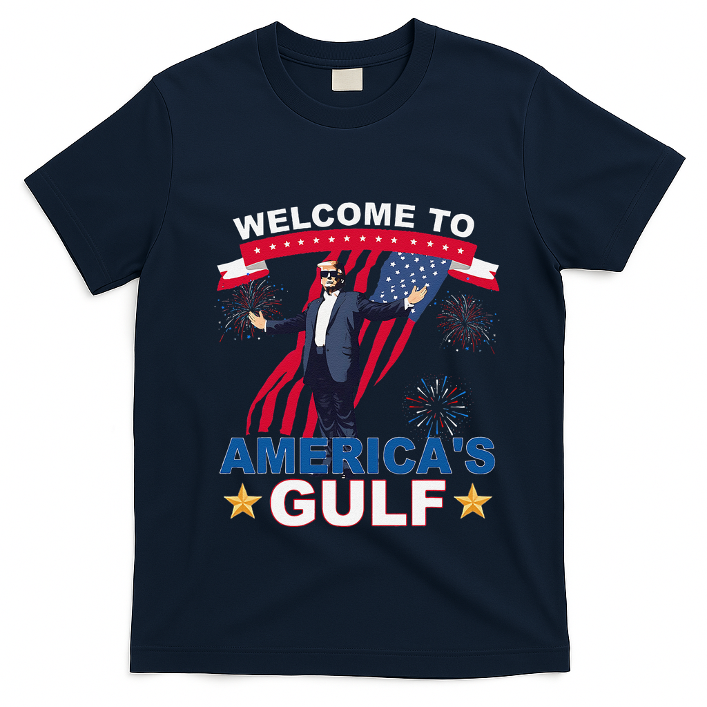 Welcome To AmericaS Gulf Mexico Funny President Trump T-Shirt - Navy Blue
