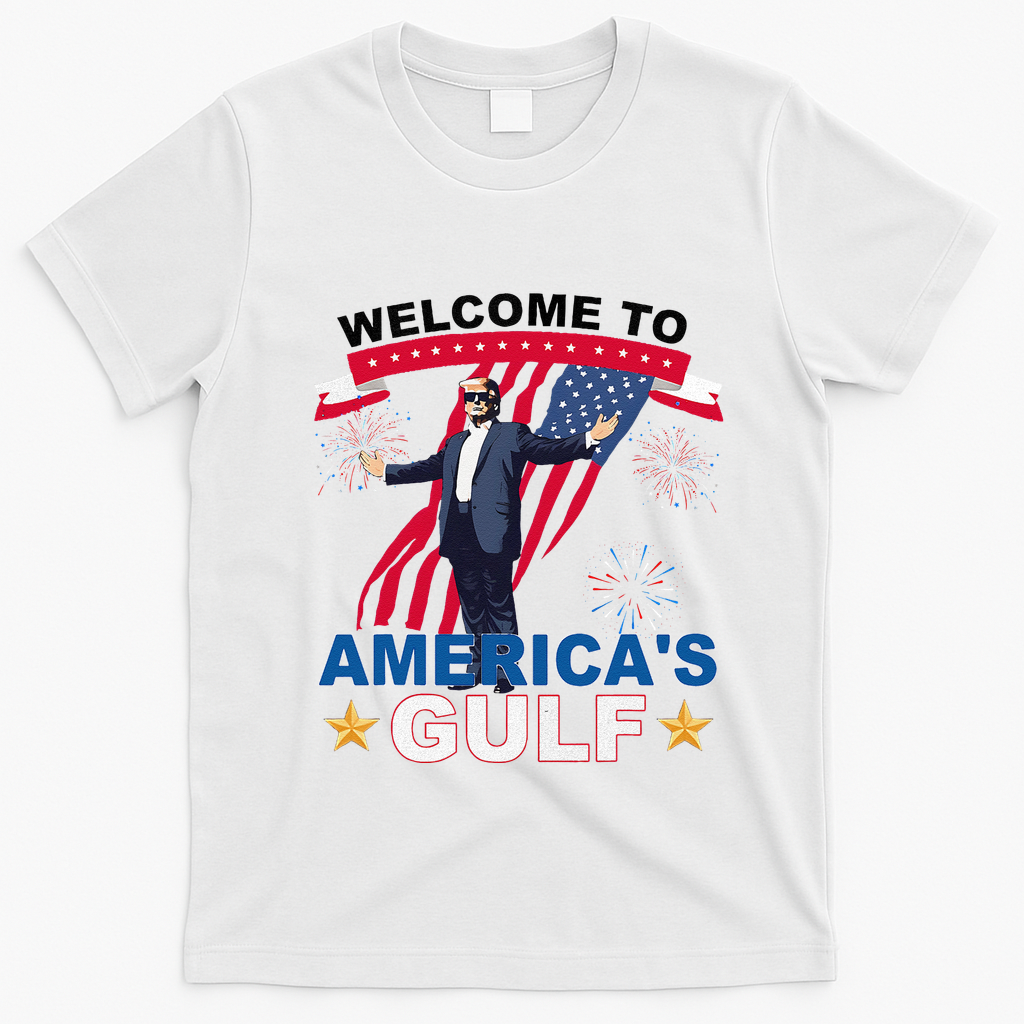 Welcome To AmericaS Gulf Mexico Funny President Trump T-Shirt - White