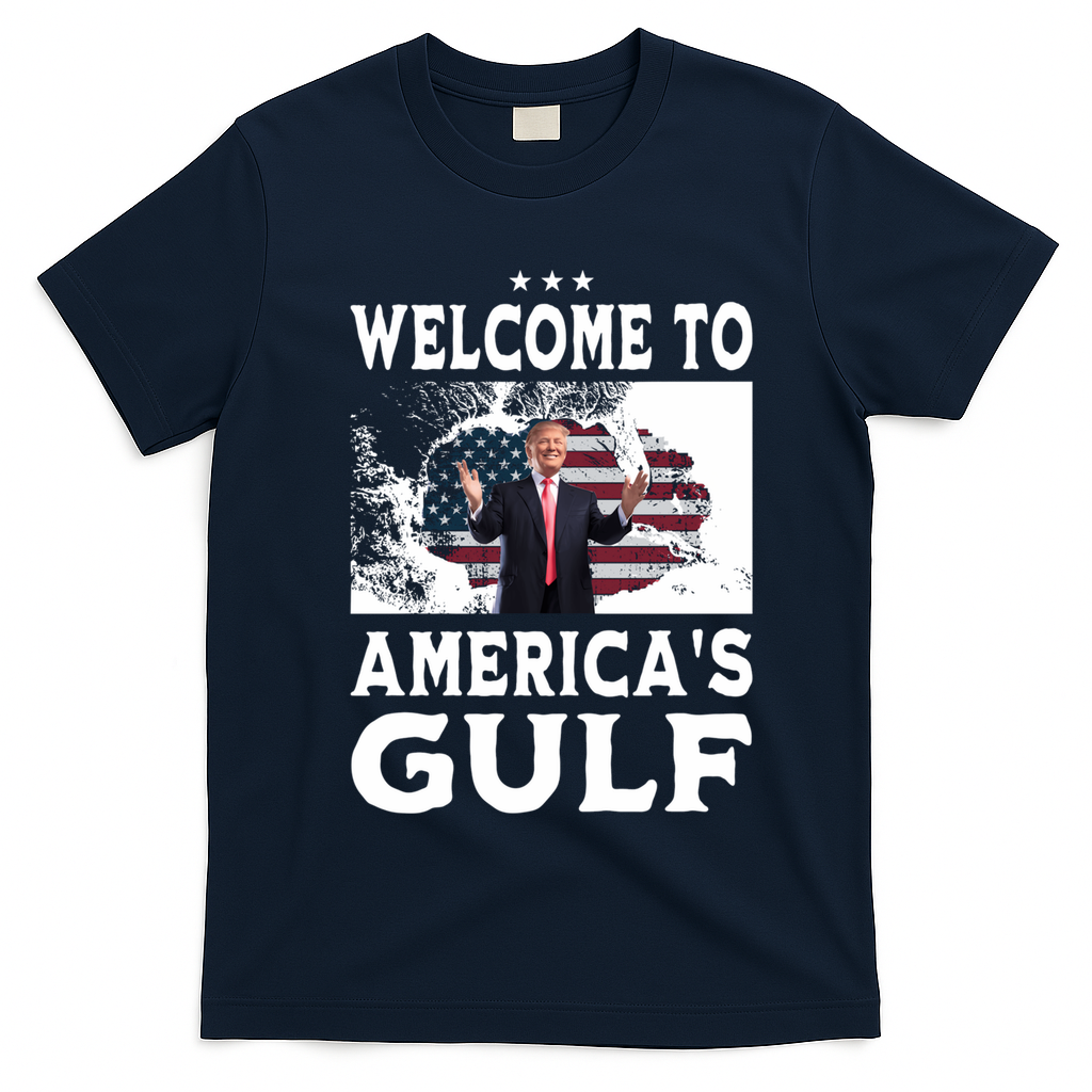 Welcome To Americas Gulf Donald Trump T-Shirt - Navy Blue