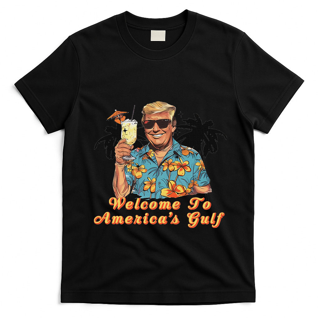 Welcome To AmericaS Gulf Funny Trump Beach Cruise T-Shirt - Black