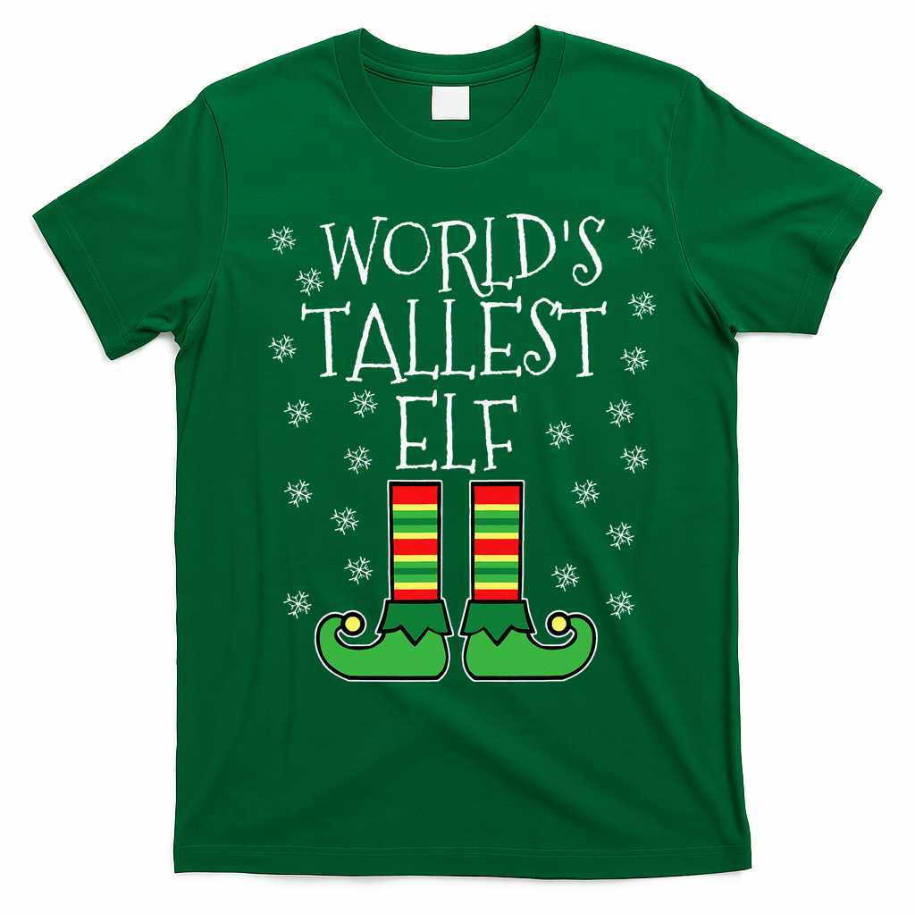 WorldS Tallest Elf Matching Family Group Christmas Couples T-Shirt - Irish Green