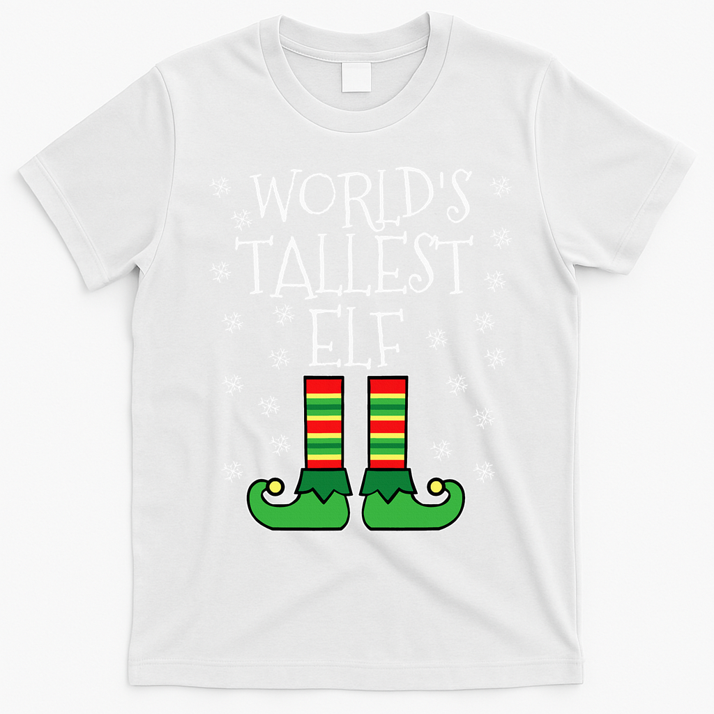 WorldS Tallest Elf Matching Family Group Christmas Couples T-Shirt - White