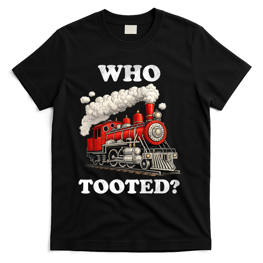 Who Tooted Funny Train T-Shirt - Black