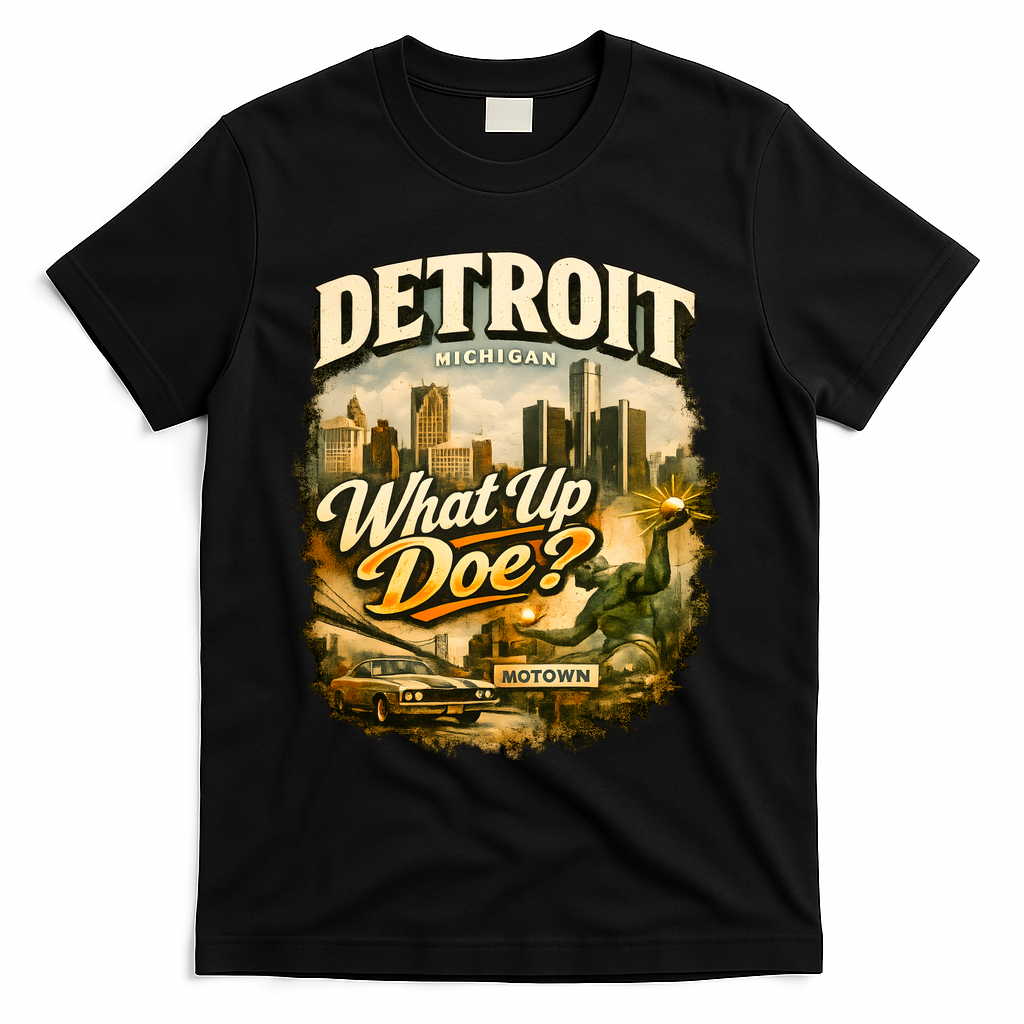 What Up Doe Detroit Michigan Motown T-Shirt - Black