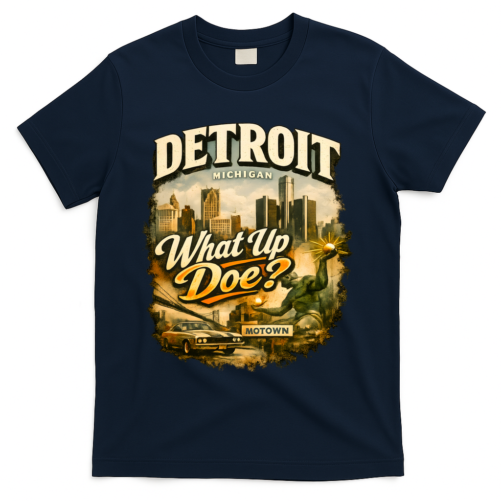 What Up Doe Detroit Michigan Motown T-Shirt - Navy