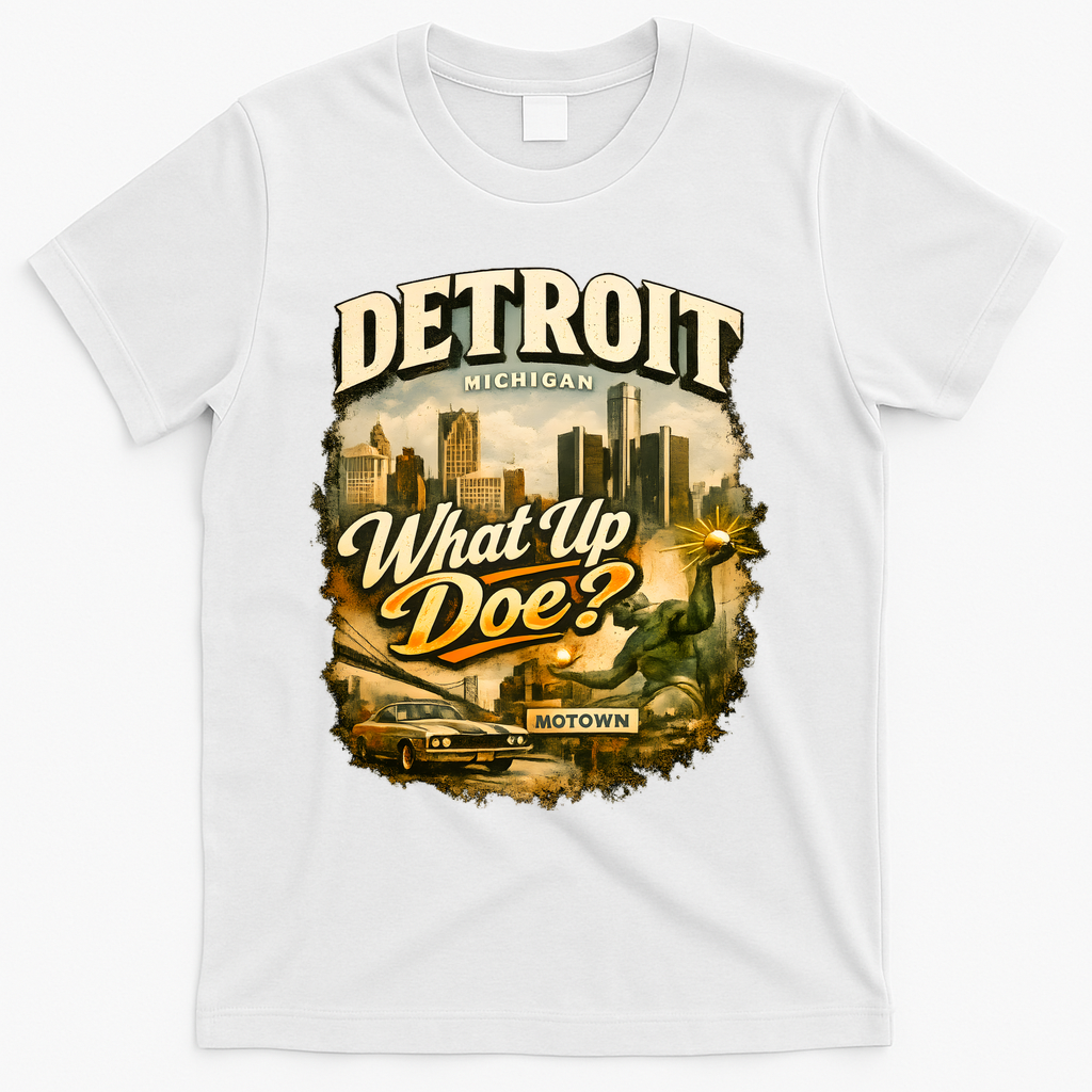 What Up Doe Detroit Michigan Motown T-Shirt - White
