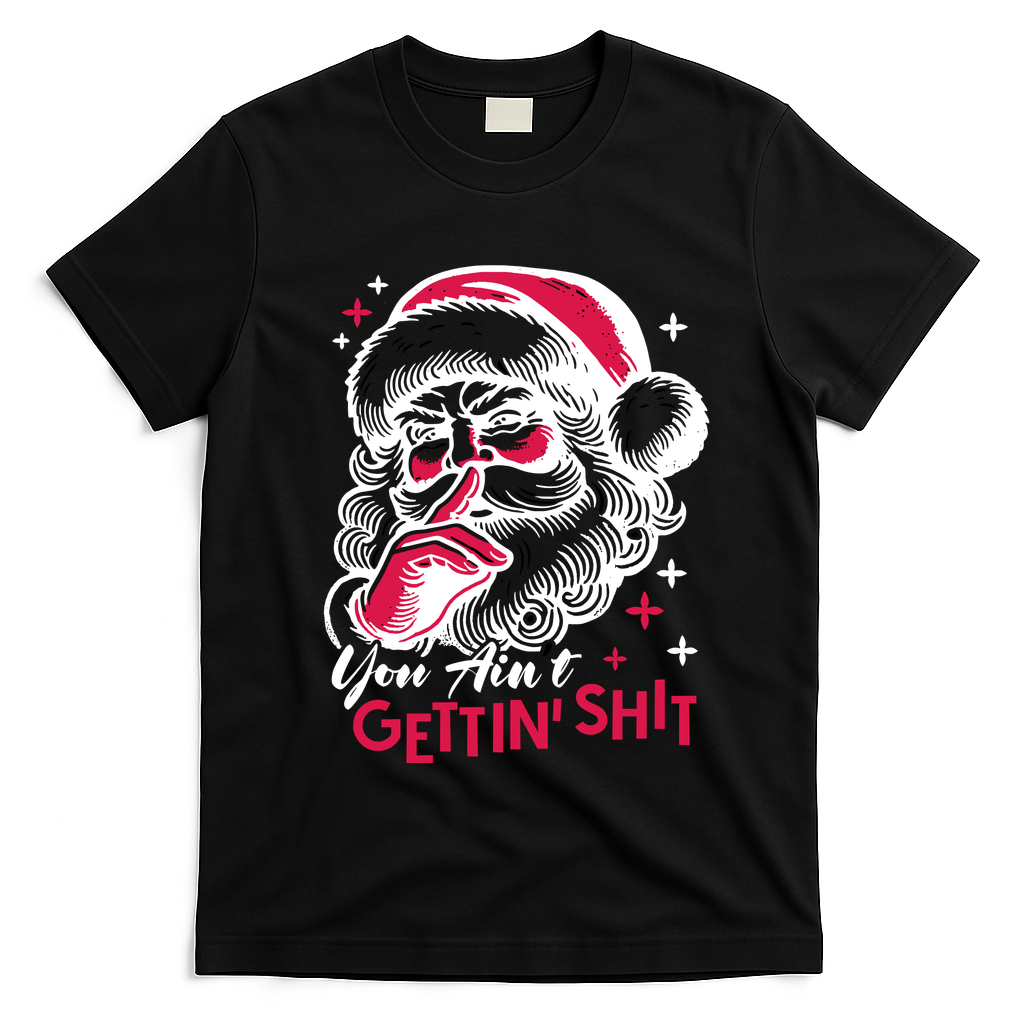 You Aint Gettin Shit Funny Santa T-Shirt - Black