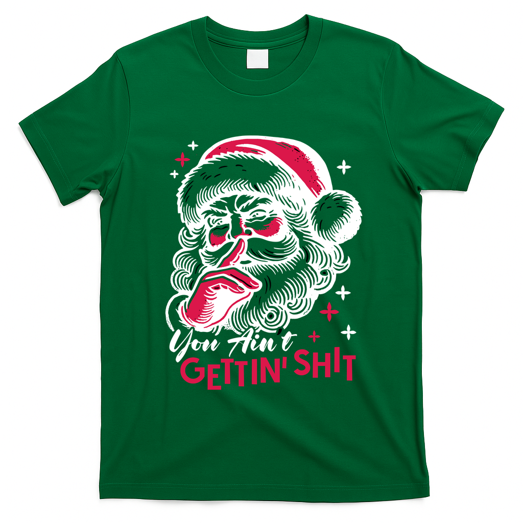 You Aint Gettin Shit Funny Santa T-Shirt - Irish Green