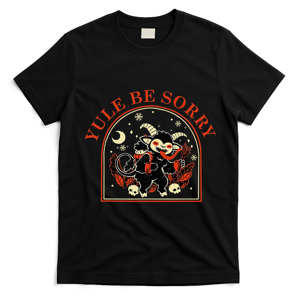 Yule Be Sorry Cute Krampus Dark Christmas Merry Krampus T-Shirt - Black
