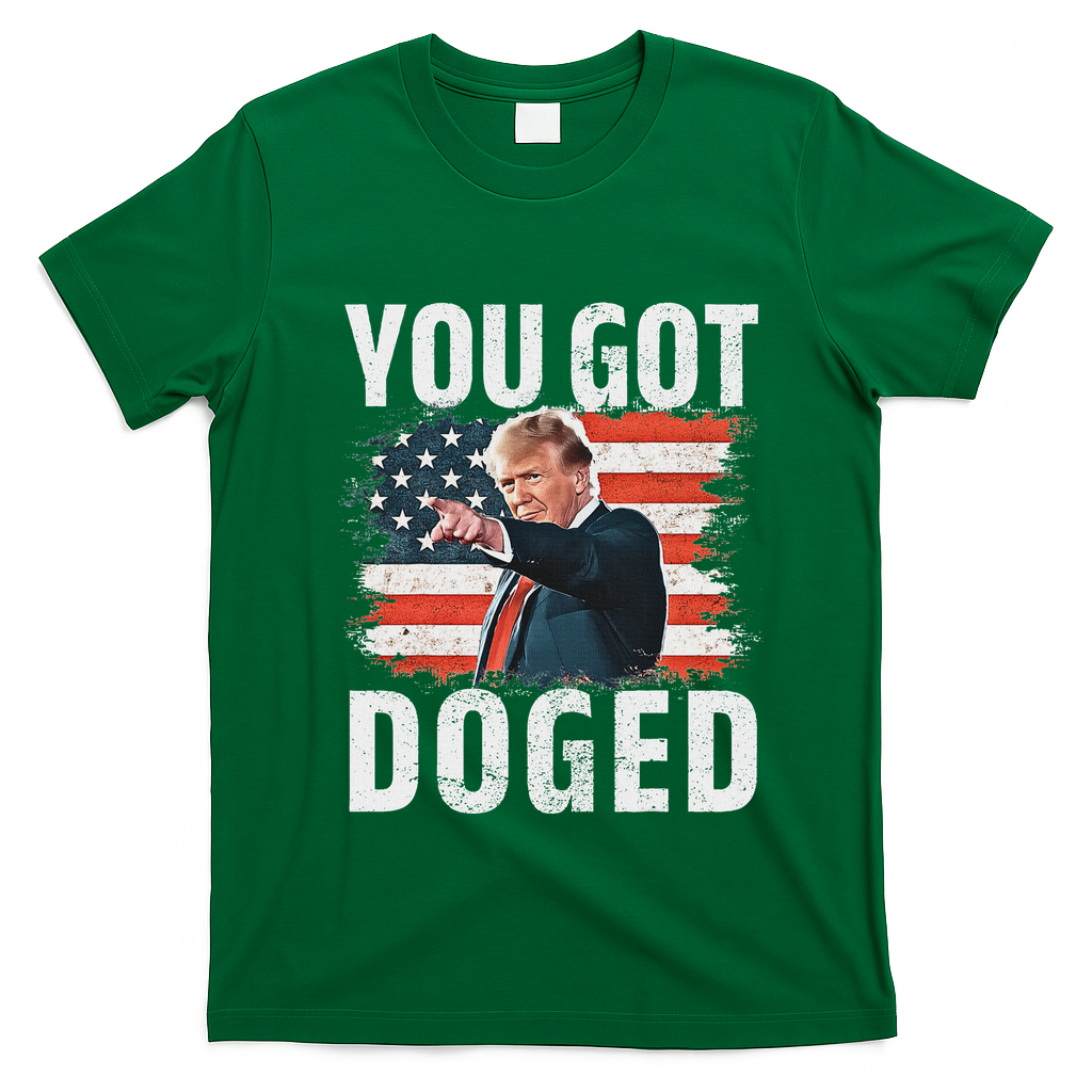 You Got Doged Funny Trump Vintage American Flag Doged T-Shirt - Irish Green