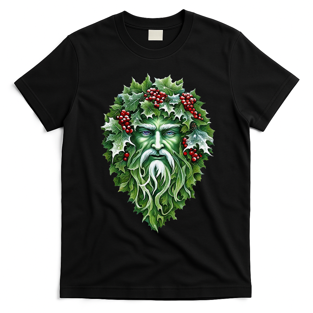 Yule Holly King Green T-Shirt - Black