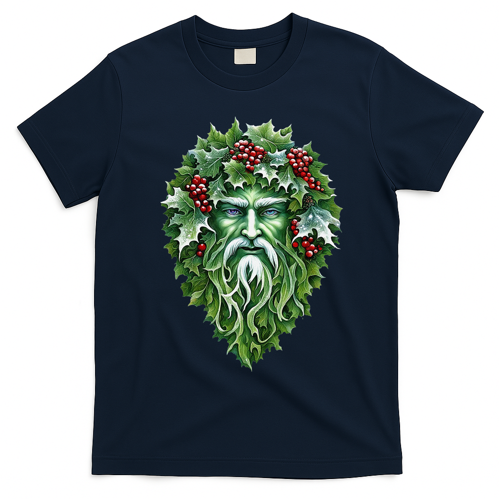 Yule Holly King Green T-Shirt - Navy Blue