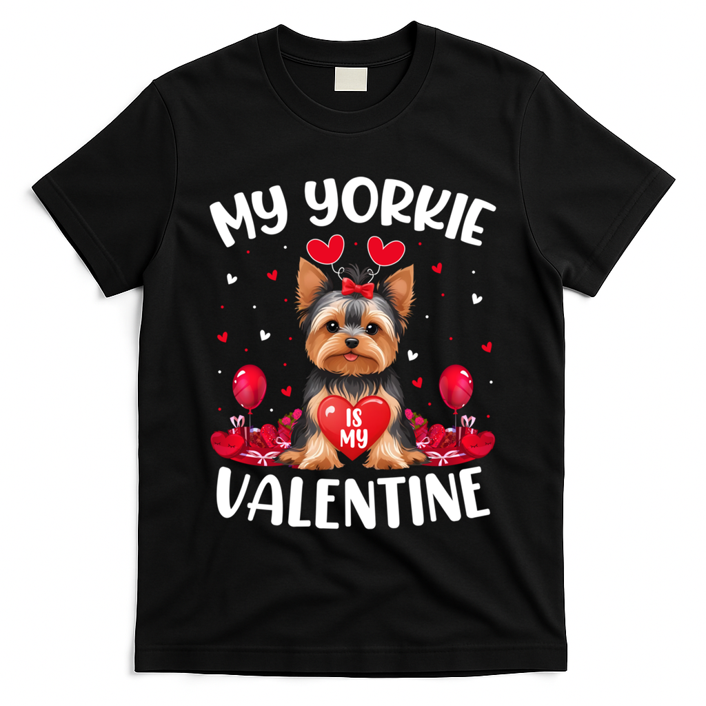 Yorkie Is My Valentine Love Heart Yorkie Dog Valentines Day Cute Gift T-Shirt