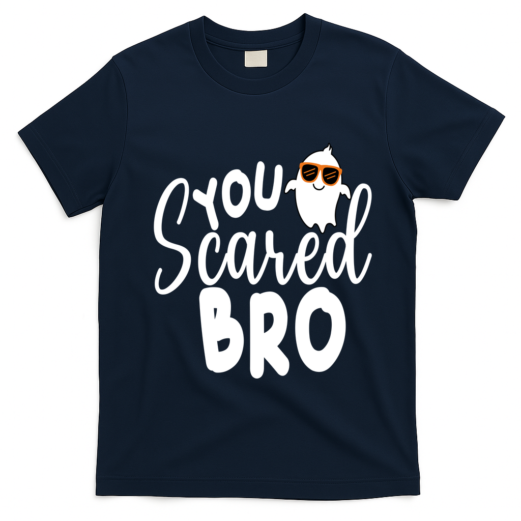 You Scared Bro Funny Halloween Ghost T-Shirt - Navy Blue