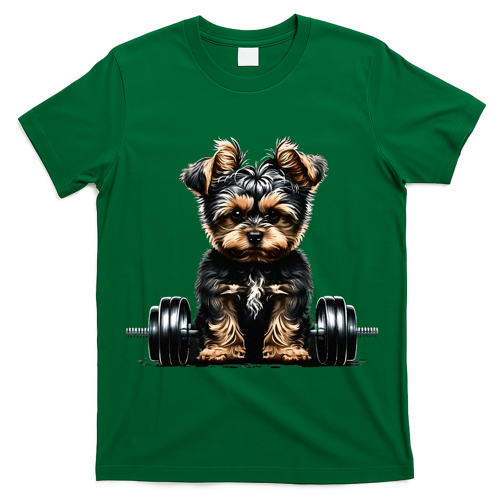 Yorkie Weightlifting Dog Funny Fitness Gym Yorkshire Terrier T-Shirt