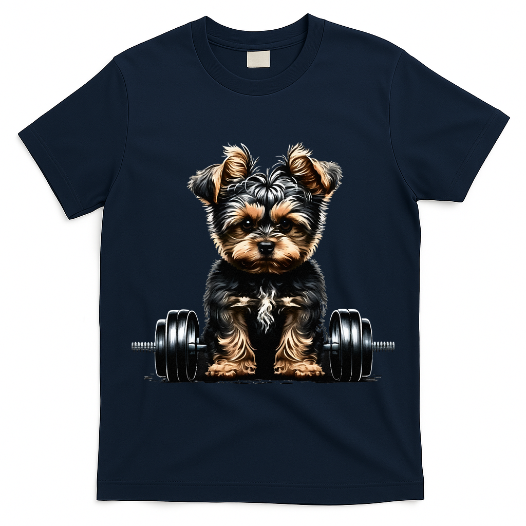 Yorkie Weightlifting Dog Funny Fitness Gym Yorkshire Terrier T-Shirt
