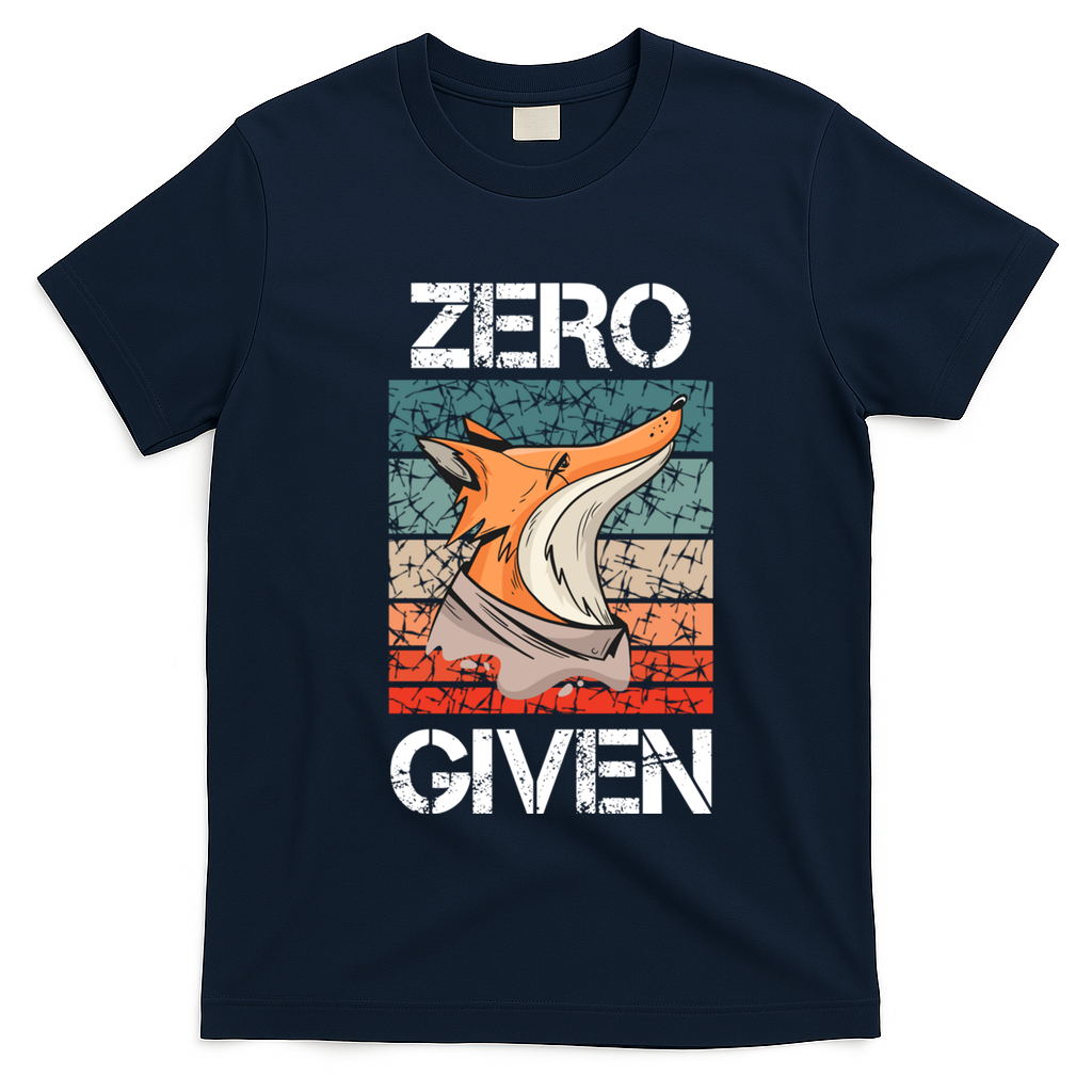 Zero Fox Given Fucks Funny Saying Gift Meaningful Gift T-Shirt - Navy Blue
