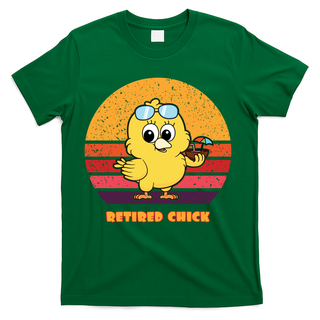 Funny Retired Chick Retro Sunset Retired Chick Gift Ideas Gift T-Shirt