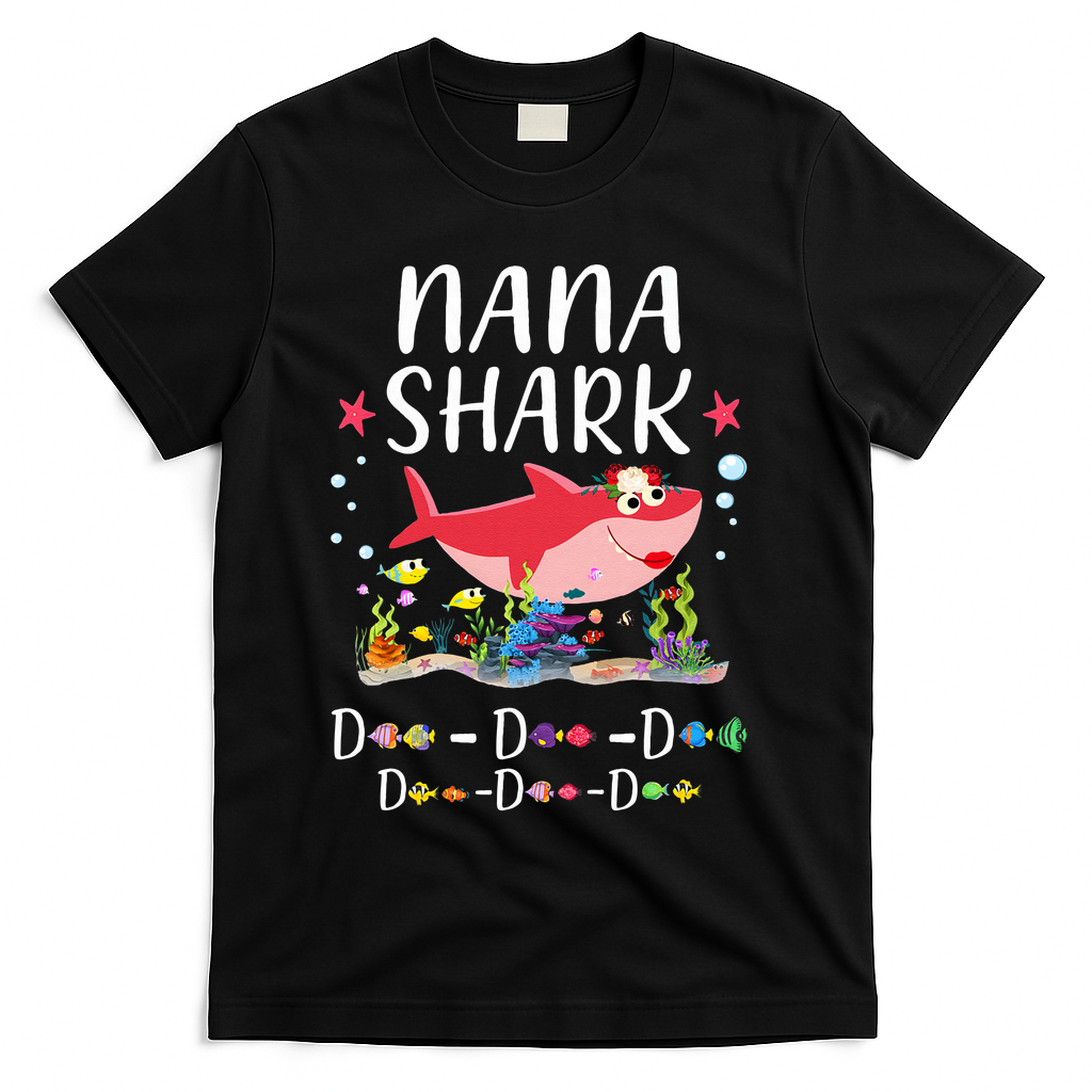 Nana Shark, Funny Mother's Day Floral Gift T-Shirt
