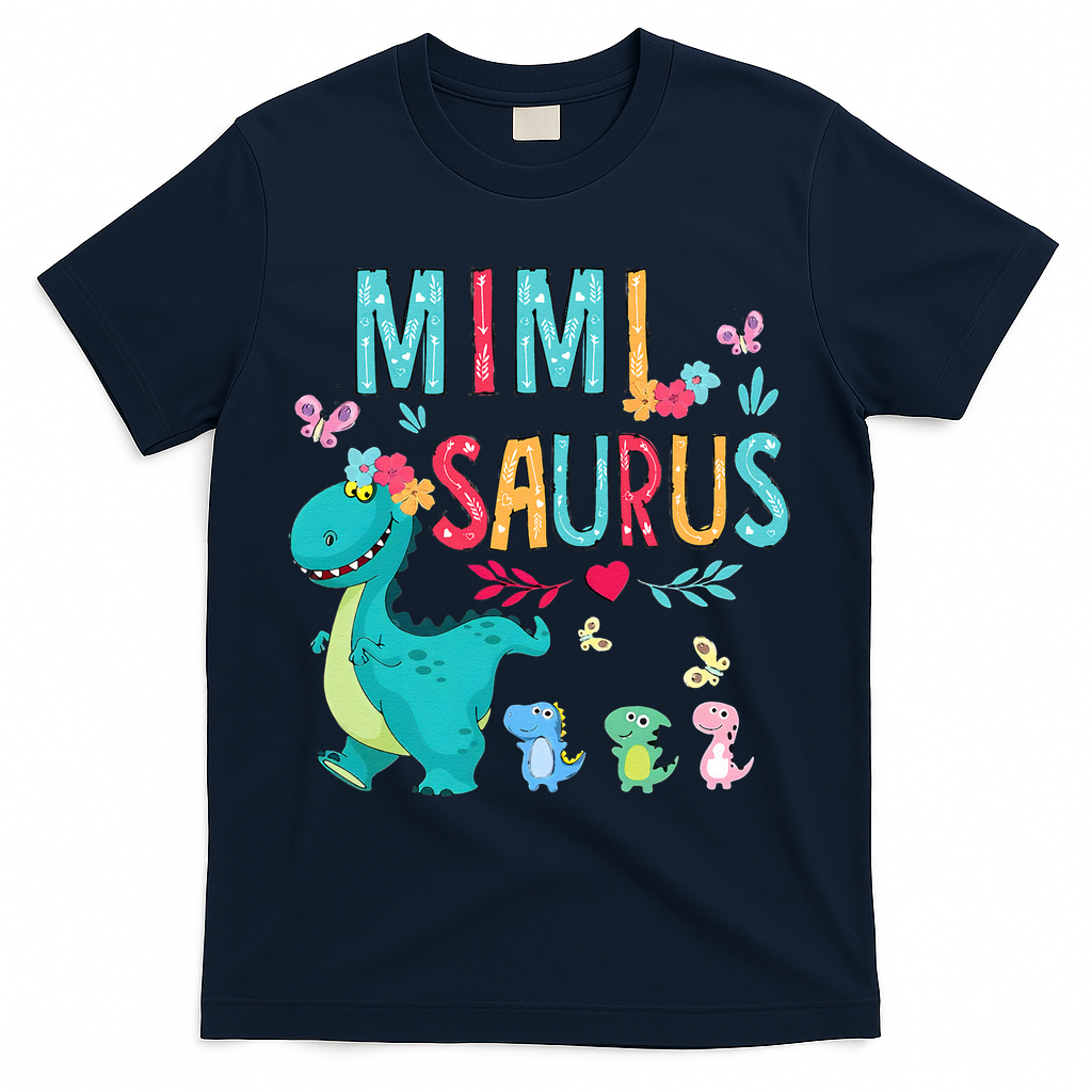 Cute Mimisaurus Flower Butterfly Dinosaur Mother's Day T-Shirt