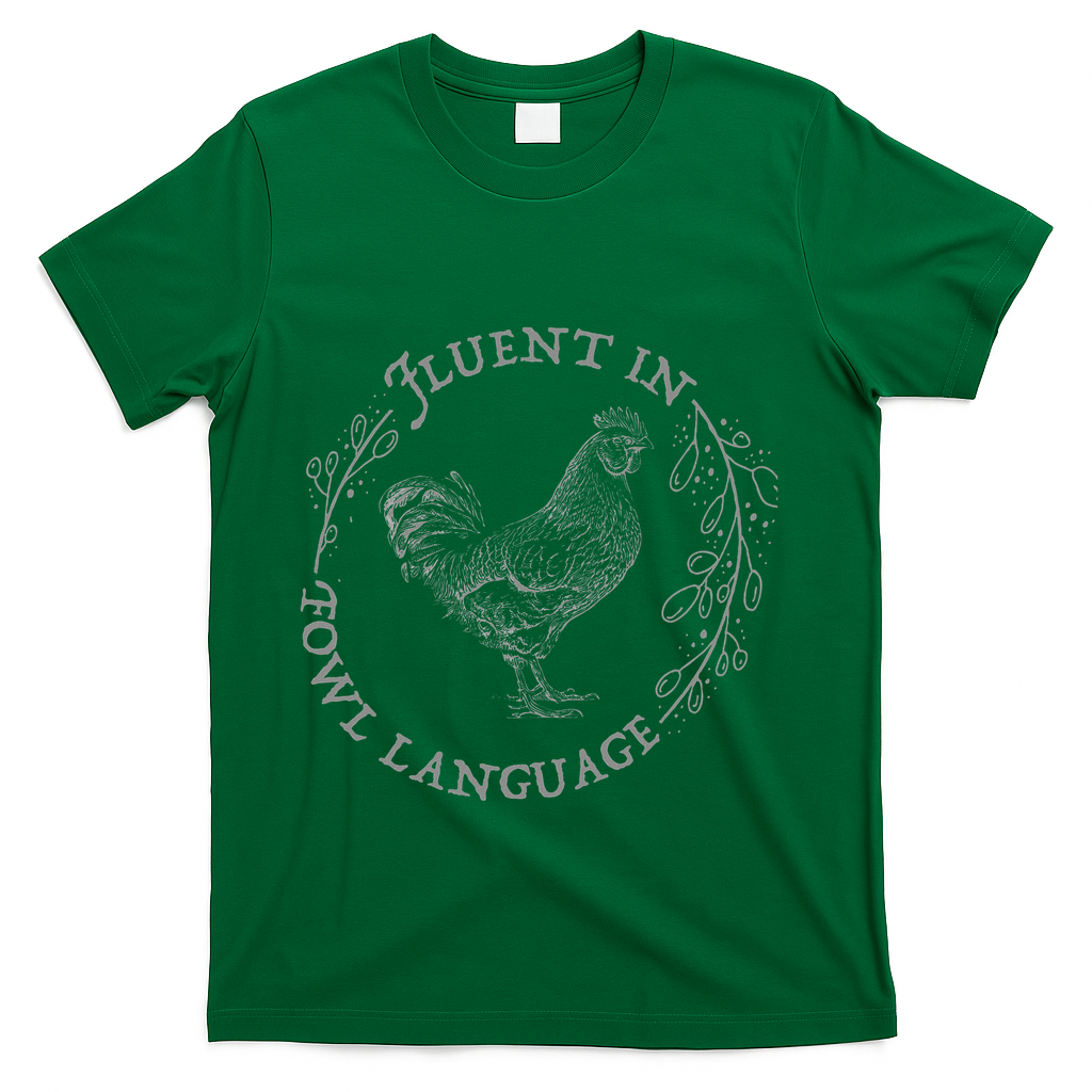 Funny Chicken Fluent In Fowl Language Retro Style T-Shirt