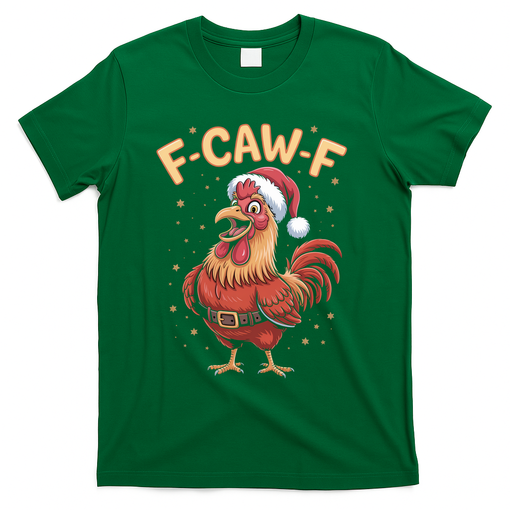 Funny Christmas F-CAW-F Santa Claus Chicken  T-Shirt