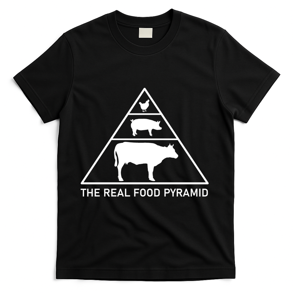 The Real Food Pyramid Beef Pork Chicken T-Shirt